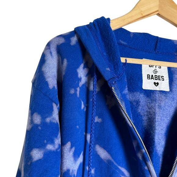 BFFS & Babes Blue Hand Tie Dyed Red Heart USA Full Zip Hoodie Unisex Medium - Picture 3 of 7